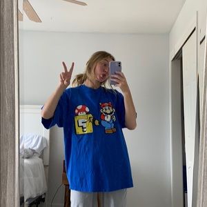 This is a thrifted Mario oversized VSCO shirt